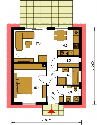 Grundriss des Erdgeschosses - BUNGALOW 218